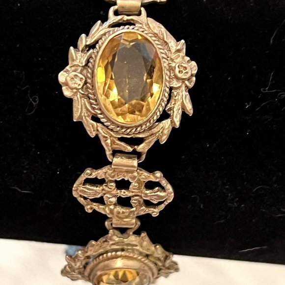 Peruzzi Jewelry - Lovely Delicate and Intricate Signed Sterling Citrine and Floral Peruzzi…